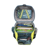 Scout Neo Set Action S75450003400 frontal schräge Perspektive, zeigt Ranzen, Sporttasche, Federmäppchen im dynamischen Design.