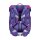 Scout Neo Set Summer: Schulranzen von schräg vorne, zeigt bunten Pferde-Print, reflektierende Flächen und ergonomisches Design.