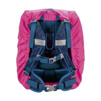 DerDieDas Regencape pink, frontal fotografiert, mit Kapuze und reflektierenden Details, zeigt kindgerechtes Design in leuchtendem Pink.