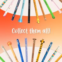 EP0033 Legami Tintenroller Löschbar – Pinguin, von schräg oben fotografiert, zeigt Stift mit niedlichem Pinguin-Design.