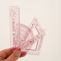 Legami Geometrie-Set You Rule! Unicorn RS0001 mit Lineal, Winkelmesser & Einhorn-Design, frontal fotografiert auf weißem Hintergrund.
