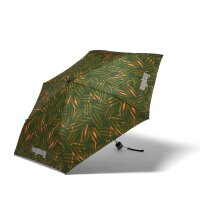ergobag Regenschirm ExBärdition: aufgespannter Schirm aus Vogelperspektive mit Bärenmotiv und Ergobag-Logo in der Mitte