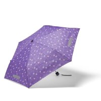 ergobag Regenschirm PonyBäradies, geöffnet von schräg oben fotografiert, zeigt buntes Pony-Design auf rosa Hintergrund