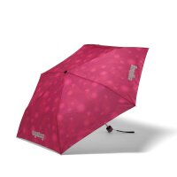 ergobag Regenschirm MondzauBär geöffnet, schräg von oben fotografiert, zeigt buntes Muster mit Bärenmotiv und Reflektoren