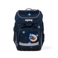 Ergobag Cubo KoBärnikus Schulranzen, Frontansicht zeigt komplettes Design mit Bären-Motiv und reflektierenden Elementen