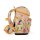 Ergobag Cubo Flower PowBär Schultasche seitliche Ansicht, zeigt Muster mit Blumen & Bärenmotiv, Fokus auf Seitenfach.