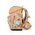 Ergobag Cubo Flower PowBär Schulranzen, Frontalansicht, zeigt geblümtes Design mit Bär-Motiv auf violettem Hintergrund.