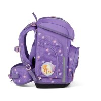 Ergobag Cubo PonyBäradies Schulranzen, Frontalansicht, zeigt Design mit Pferd-Motiv und reflektierenden Elementen.