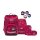 Ergobag Cubo MondzauBär Schulrucksack frontal stehend, zeigt Design mit Bär und Mond auf dunkelblauem Grund.