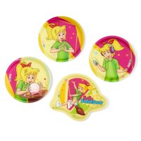 Ergobag Cubo Bärhext Schulrucksack frontal–bunte Bärhexe-Kletties auf lila Hintergrund, klar sichtbare Details.