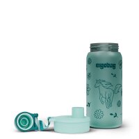 Ergobag Trinkflasche Pferde 00828-20191-10, seitliche Ansicht, pink mit Pferdemotiv, auslaufsicherer Drehverschluss