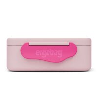 01069-40165-10 ergobag Brotdose Einhorn – pinke Kunststoffdose mit Einhorn-Motiv, frontal leicht schräg von oben fotografiert