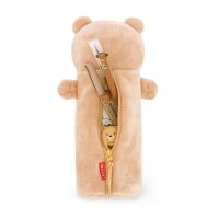Legami Plüsch-Stiftemäppchen PPC0002 in Bärenform, frontal fotografiert, zeigt weichen Teddy mit Reißverschluss oben.