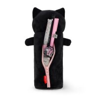 Legami Plüsch-Etui - Kitty frontal fotografiert, rosa Katzenform mit Ohren, Reißverschluss oben, weiches Material