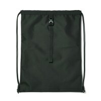 Sportbeutel Satch Nordic Forest Green seitlich von vorne, Kordelzug sichtbar, Waldgrün mit Muster, robuste Stoffstruktur