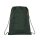 Satch Sportbeutel Nordic Forest Green frontal, Kordelzug geöffnet, grün-schwarzes Waldmuster, Logo mittig sichtbar