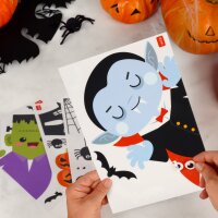 Legami Static Cling Sticker Windo-Wow Halloween – Fenstersticker mit Halloween-Motiven, frontal am Fenster angebracht.