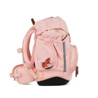 ergobag pack VerfolgBärjagd Schulrucksack-Set frontal & seitlich, zeigt Design mit Bärmotiv, Reflektoren & Zubehör im Set